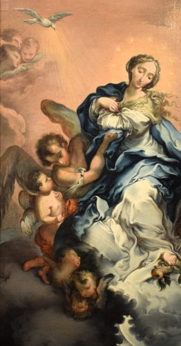 Tableaux et dessins Tableaux XVIIe siècle - Assomption de la Vierge - Ecole génoise de la fin du XVIIe siècle